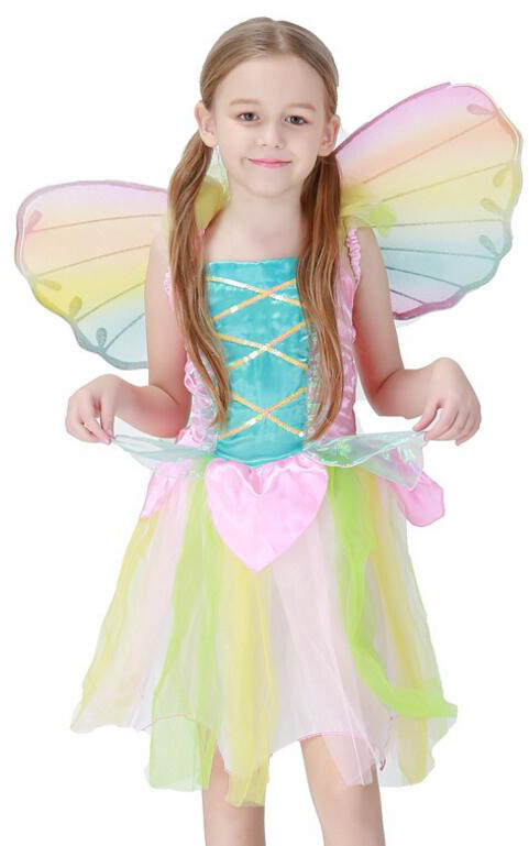 F68174 Pink Butterfly Fairytale Costume Dress with Matching Wings for Girls